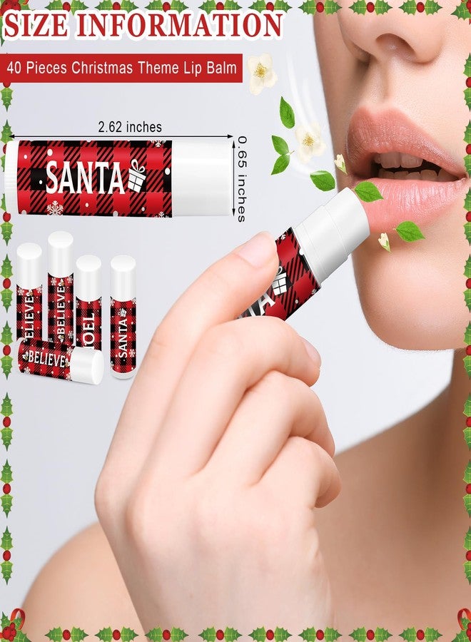 Sosation 40 Pcs Christmas Flavored Lip Balm Bulk Holiday Christmas Stocking Gift Set Celebrate Lip Balm Stick Beauty Lip Care - Image 2