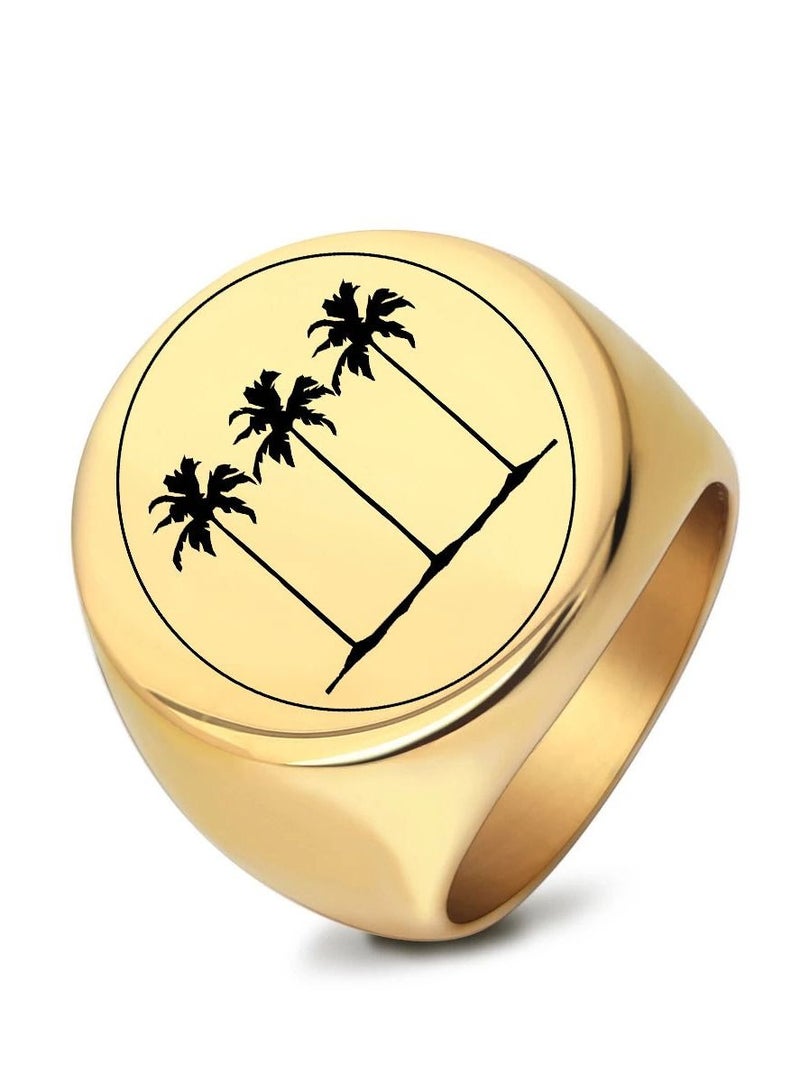 Loquat Stainless Steel Solid Polished Signet Ring