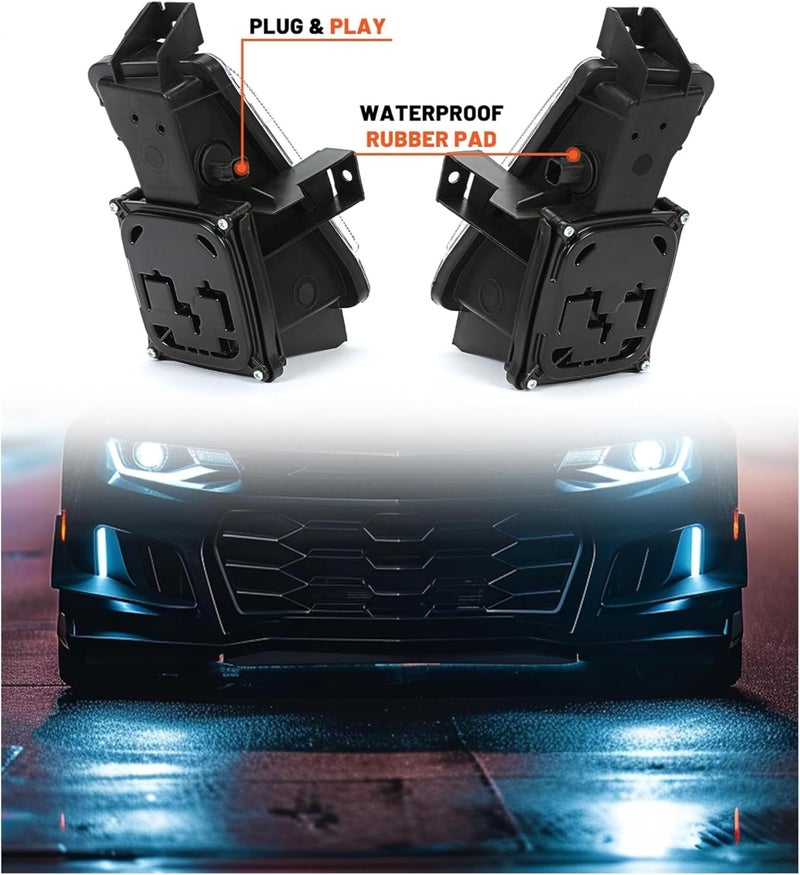 Kojem LED Fog Lights for 2016-2022 Chevy Camaro - Clear Lens & Black Housing, 2Pcs - Image 5