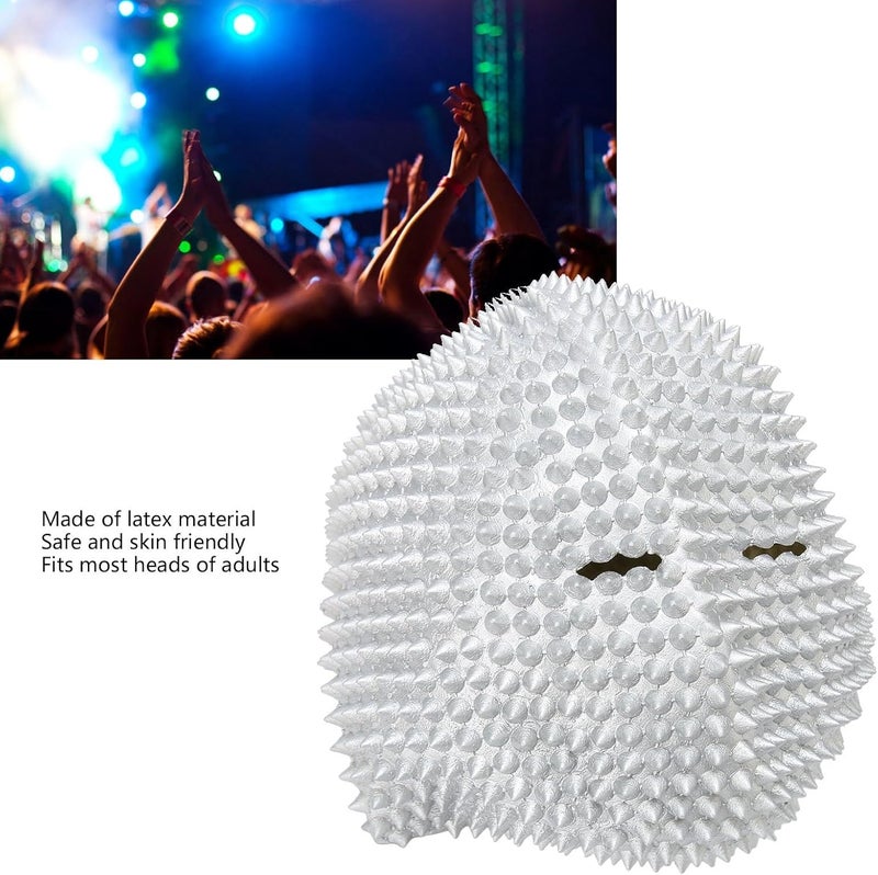 klarako Halloween Studded Full Face Cover,Steampunk Horror Elastic Masquerade Face Cover Studded Steampunk Face Cover for Cosplay Costume Party Silver - Image 4