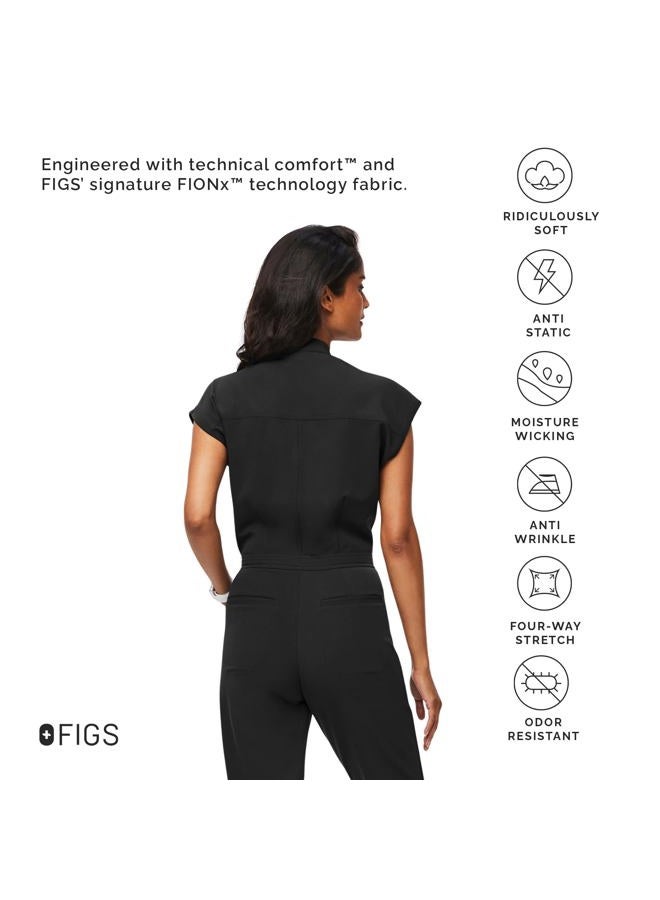FIGS Women's Rafaela Cargo Jogger Scrubjumpsuit - Black XL - Image 3
