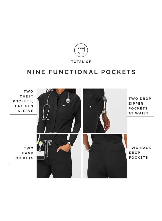 FIGS Women's Rafaela Cargo Jogger Scrubjumpsuit - Black XL - Image 4
