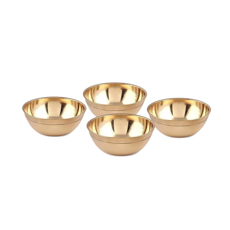 INDVIK INDVIK Brass Diya for Puja Oil Lamp Small BowlKatori 35 ml Diwali Decoration Items for Home Decor Set of 4 