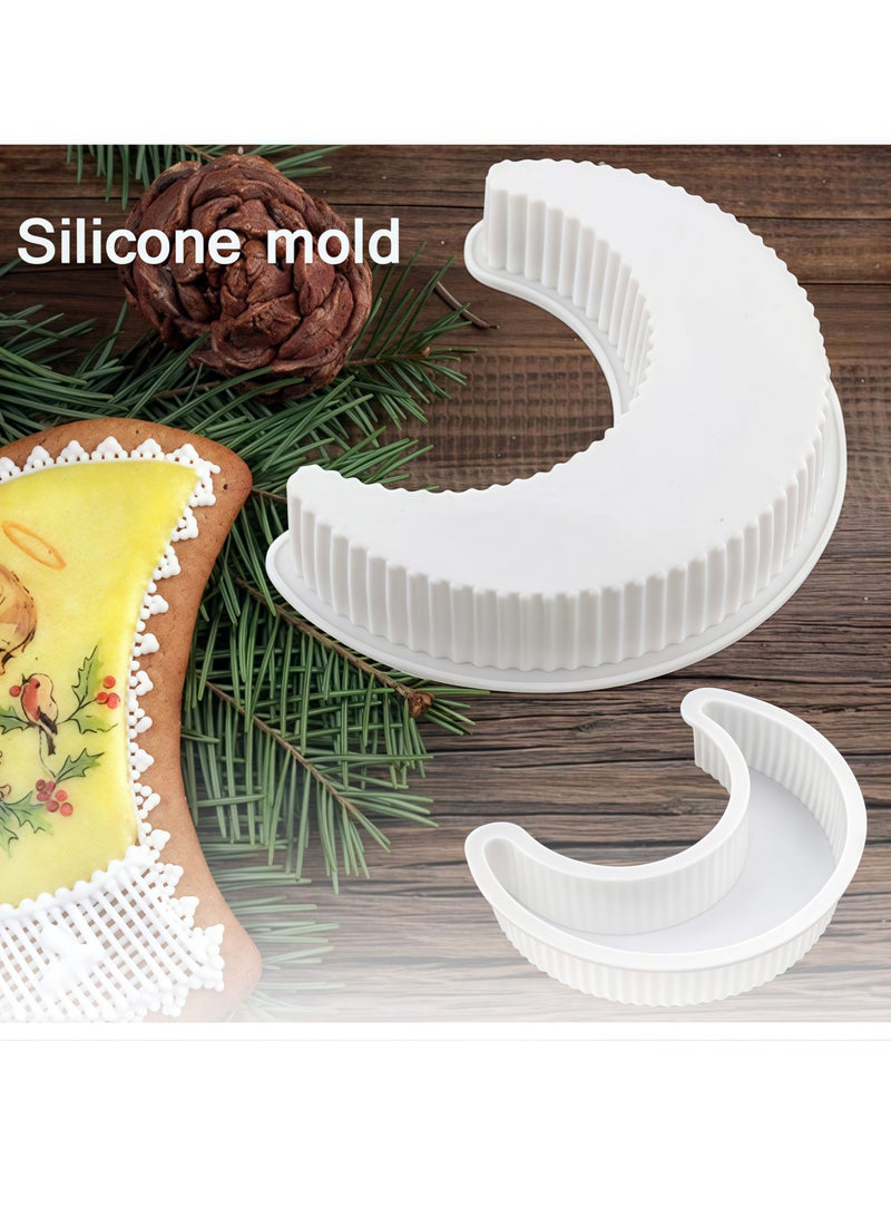 قالب كيك ثلاثي الأبعاد على شكل قمر، قالب كيك سيليكون، قالب هلال رمضان من السيليكون، قالب خبز كيك/خبز/بيتزا - Image 4