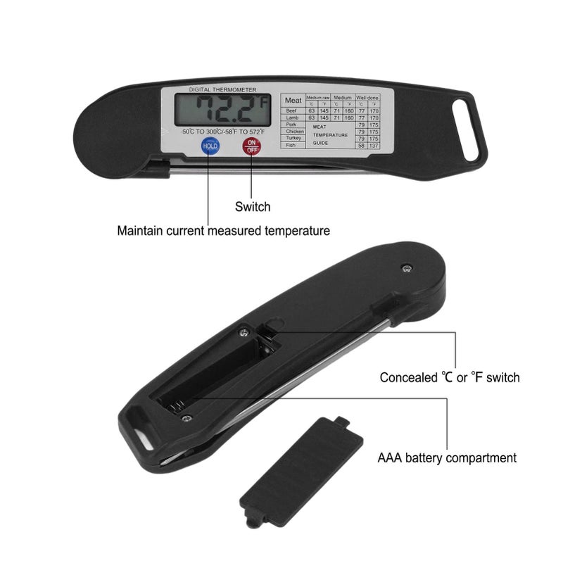 Black Stainless Steel Digital Electronic Food Thermometer For Cooking - Image 5
