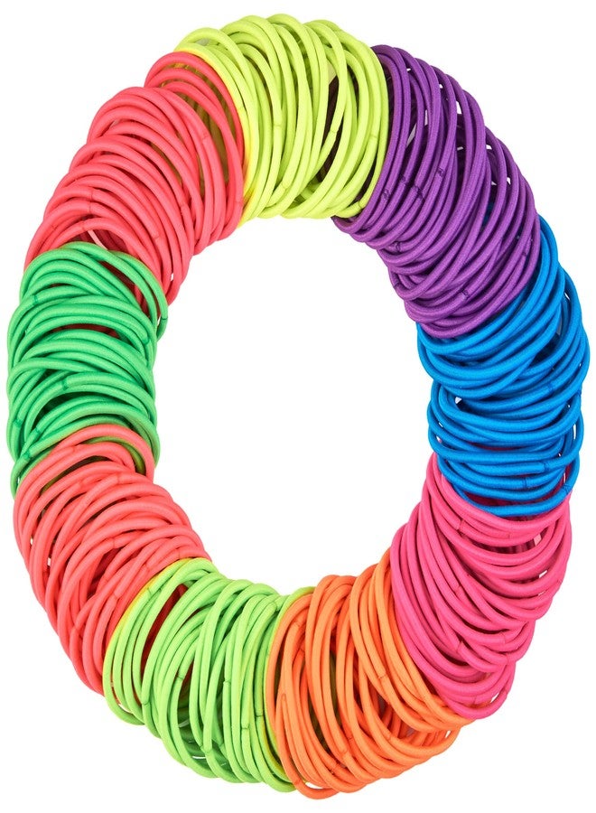 Expressions 216-Piece Hair Elastics Value Pack - 4mm Neon Ponytail Holders for Women, Durable No Metal Bands for Thick, Curly, and All Hair Types - Image 1
