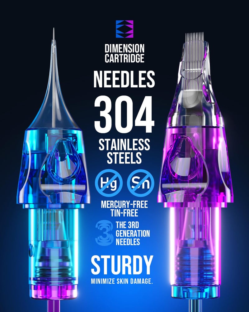 CNC Tattoo Cartridge Needles 30pcs Assorted Needle Round Magnum Cartridges #10 Bugpin 7RM 9RM 11RM 13RM 15RM #1209RM Mixed for Tattooing Supplies EN04B-30KIT-G - Image 5