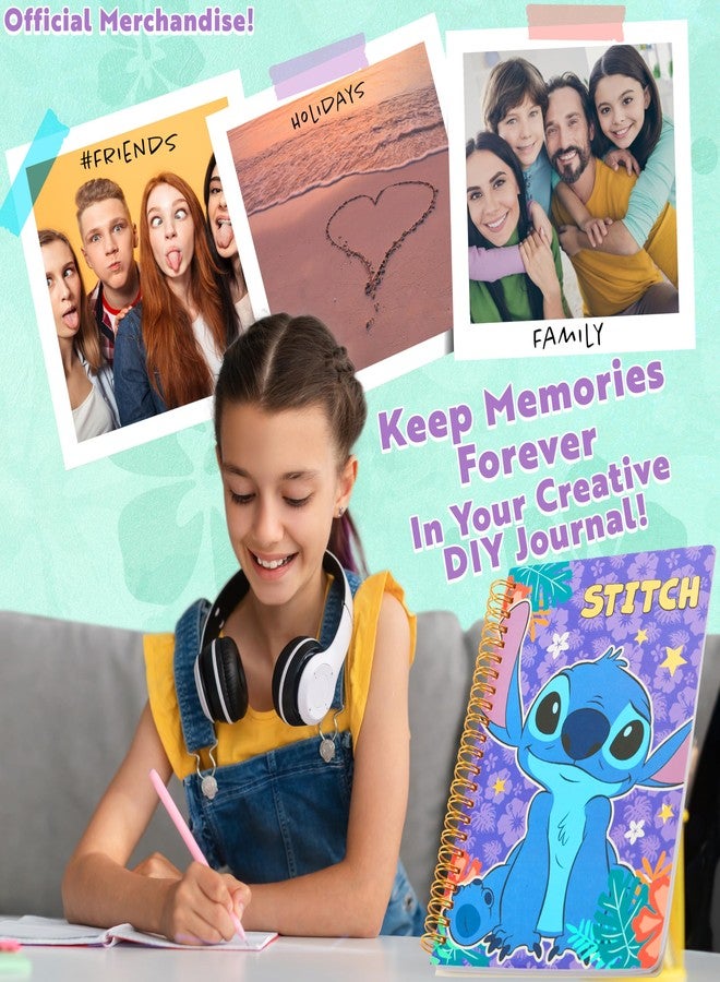 Get Trend Disney Stitch DIY Journal Kit for Kids with Notebook Stickers Pens Erasers Bookmarks Stamps Glitter Tapes Stationery Gifts for Girls - Image 2