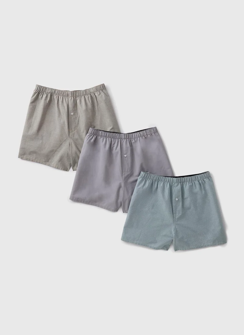 Matalan 3 Pack Multicolour Woven Boxers