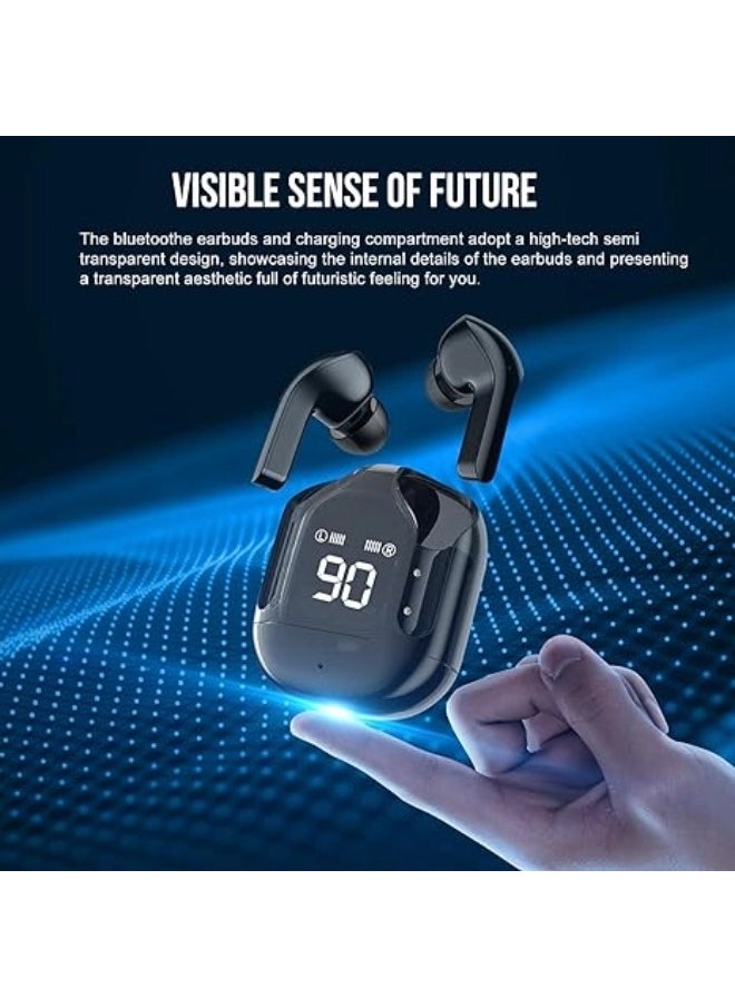 Bluetooth Earphones Portable Wireless Headphones with Deep and Powerful Pure Bass Sound Ear Buds Wireless Earbuds in-Ear Stereo Wireless Earphones Built-in Mic  LED Display
