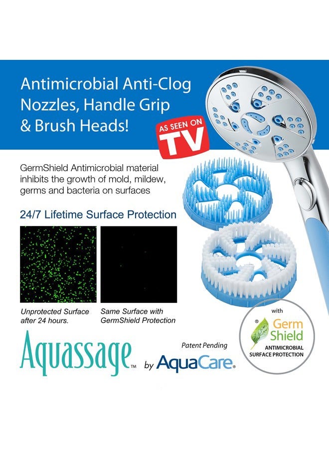 Hotel Spa High Pressure 6-in-1 Aquassage - 76-mode 3-way Combo, Showerhead, Hand Shower, Body Brush, Hair Brush & Arm in One Two Brackets, Extra-long 6 foot Stainless Steel Hose, Brush Head Holder - Image 5