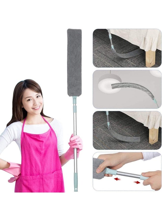 Znworld Bedside Dust Brush, Extendable Long Handle Mop Sweep Cleaning Brush, Bendable Microfiber Duster, Removable & Washable Hand Duster for Sofa Bed Furniture Bottom Gap Dust-Wet or Dry Use - Image 2