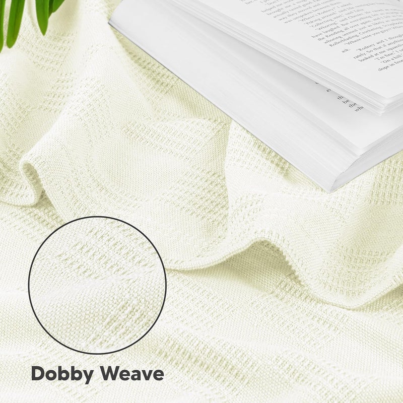 Utopia Bedding 100% Cotton Blanket (Twin Size - 90x72 Inches) 350GSM Lightweight Thermal Blanket, Soft Breathable Blanket for All Seasons (Ivory) - Image 3