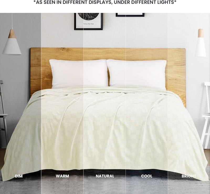 Utopia Bedding 100% Cotton Blanket (Twin Size - 90x72 Inches) 350GSM Lightweight Thermal Blanket, Soft Breathable Blanket for All Seasons (Ivory) - Image 4