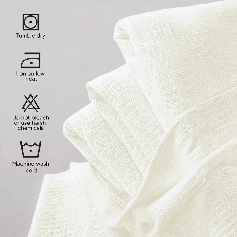 Utopia Bedding 100% Cotton Blanket (Twin Size - 90x72 Inches) 350GSM Lightweight Thermal Blanket, Soft Breathable Blanket for All Seasons (Ivory) - Image 5