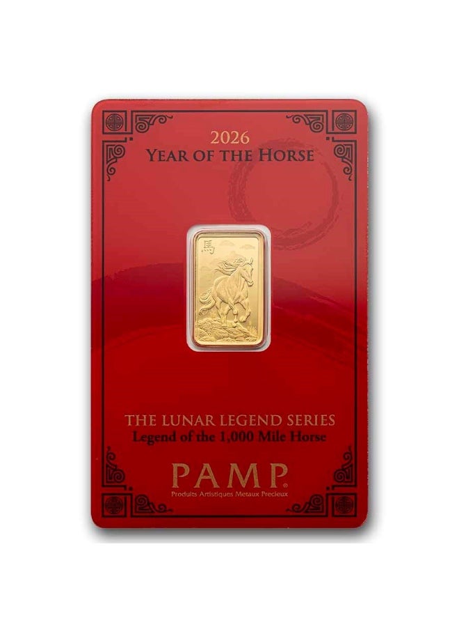 PAMP Suisse Lunar 1,000 Mile Horse Gold 5 gram Bar 9999 - Image 1