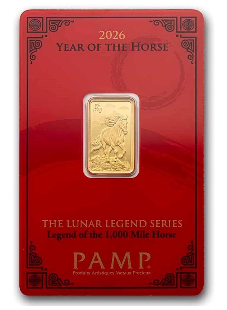 PAMP Suisse Lunar 1,000 Mile Horse Gold 5 gram Bar 9999 - Image 1
