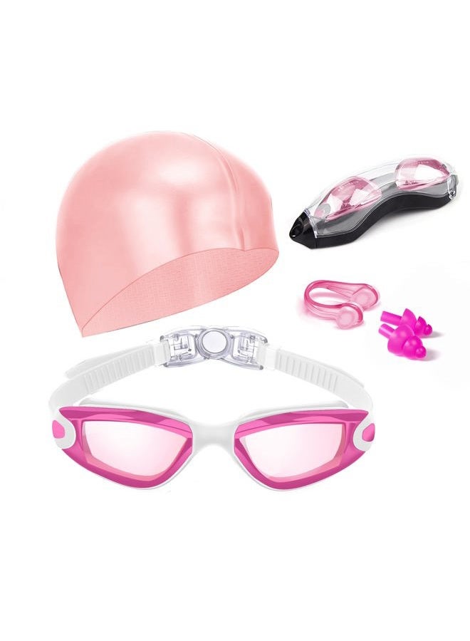 Hurdilen Swim Goggles Swimming Goggles No Leaking with Nose Clip, Earplugs, Swim Cap and Case for Men Women - Image 1