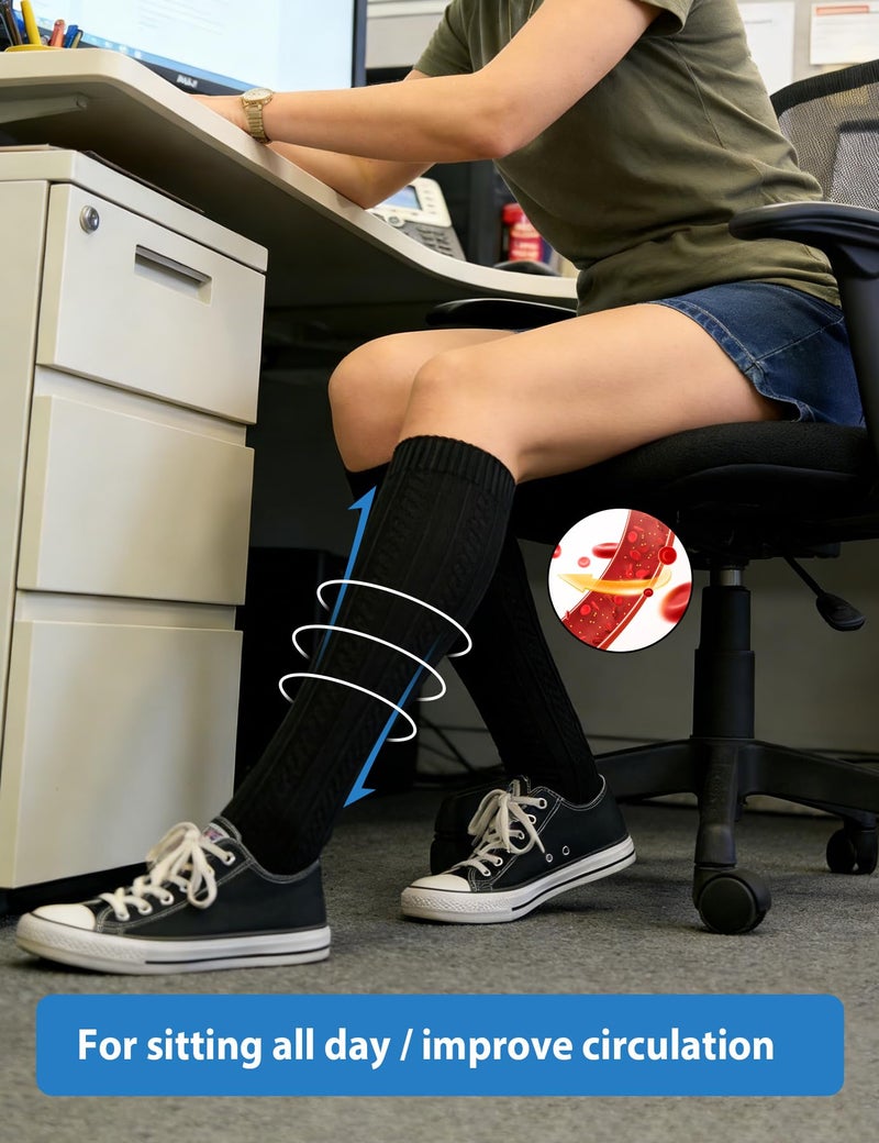 Hi Clasmix 6 Pairs Black Compression Socks for Women & Men â€“ All-Day Comfort, Gentle Support, Pregnant Senior Non-Spandex Lightweight Design, Reduce Swelling & Fatigue, Work Travel Daily Wear(Black,S-M) - Image 4
