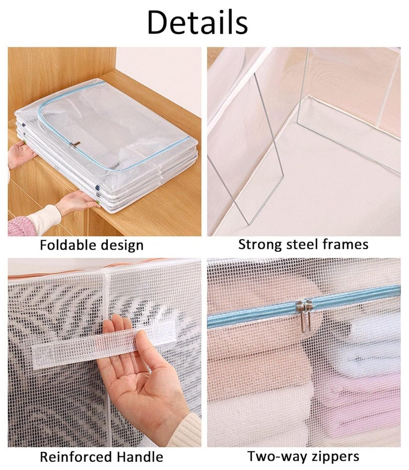 VINSU VINSU Foldable Transparent Under bed Storage Bag for Clothes Stackable Storage Units Boxes with Stainless Steel Frame Folding Cabinet Boxes Zipper Large Capacity 66 liter Cloth Storage Bag 3  - Image 5