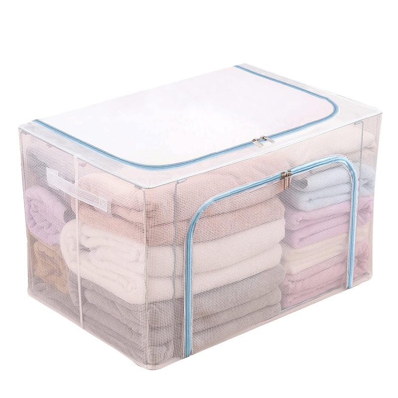 VINSU VINSU Foldable Transparent Under bed Storage Bag for Clothes Stackable Storage Units Boxes with Stainless Steel Frame Folding Cabinet Boxes Zipper Large Capacity 66 liter Cloth Storage Bag 3  - Image 1