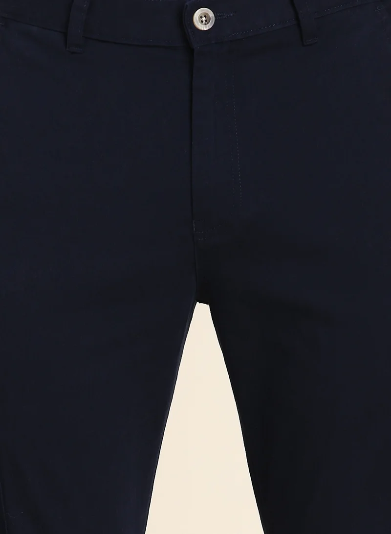 Dennis Lingo Navy Casual Trousers for Men - Slim Fit, Cotton Lycra