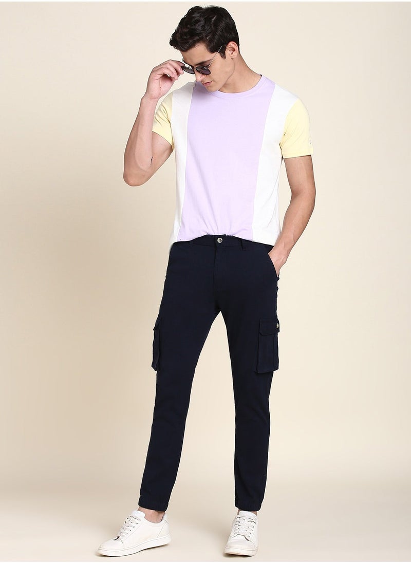 Dennis Lingo Navy Casual Trousers for Men - Slim Fit, Cotton Lycra  - Image 4