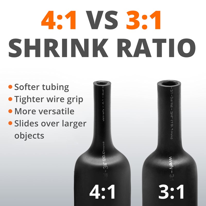 Wirefy Heat Shrink Tubing Kit 95 PCS - 4:1 Ratio Adhesive Lined, Wire Shrink Wrap Tubing - Industrial Heat-Shrink Tubing - Black - Shrink Wrap Tubing | Trusted UL Certification - Image 3