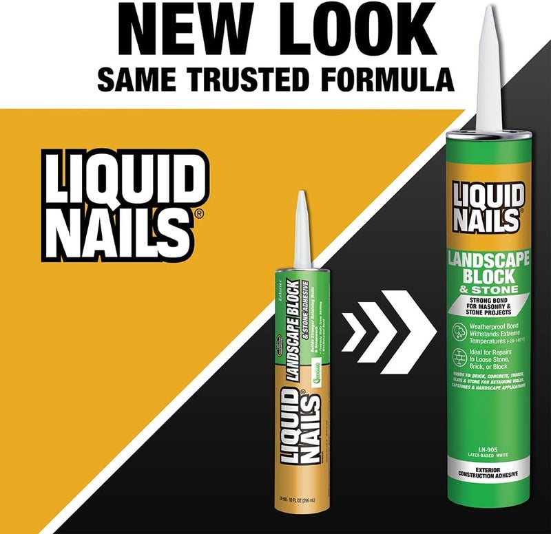Liquid Nails Latex Based Adhesive, 10 oz, Compatible with Stone and Landscape Blocks, White - Image 2