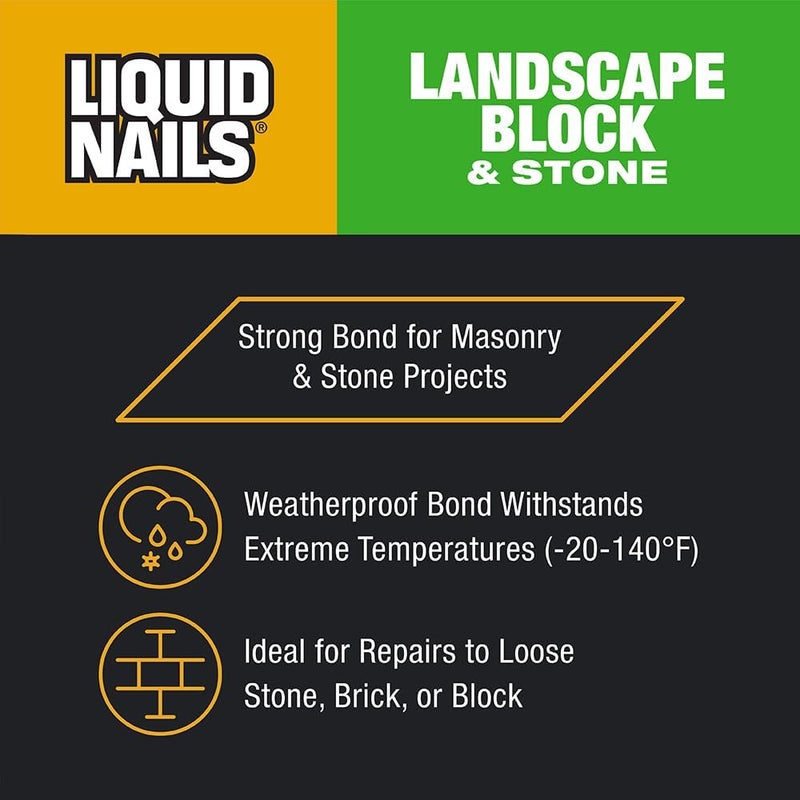 Liquid Nails Latex Based Adhesive, 10 oz, Compatible with Stone and Landscape Blocks, White - Image 3