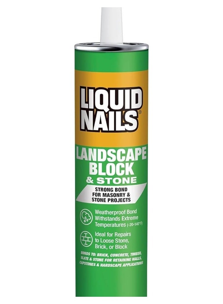 Liquid Nails Latex Based Adhesive, 10 oz, Compatible with Stone and Landscape Blocks, White - Image 1