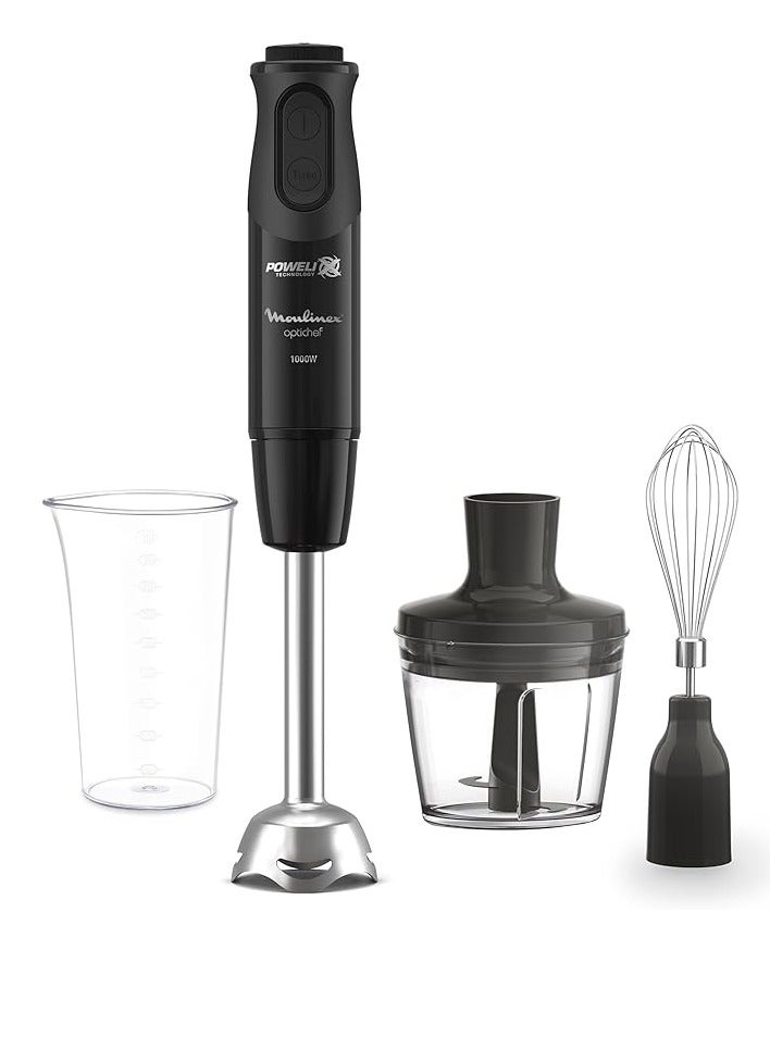 مولينكس Optichef Hand Blender 1000 Watt 15 Functions 500 ML Chopper Whisk DD6552EG Black - Image 1