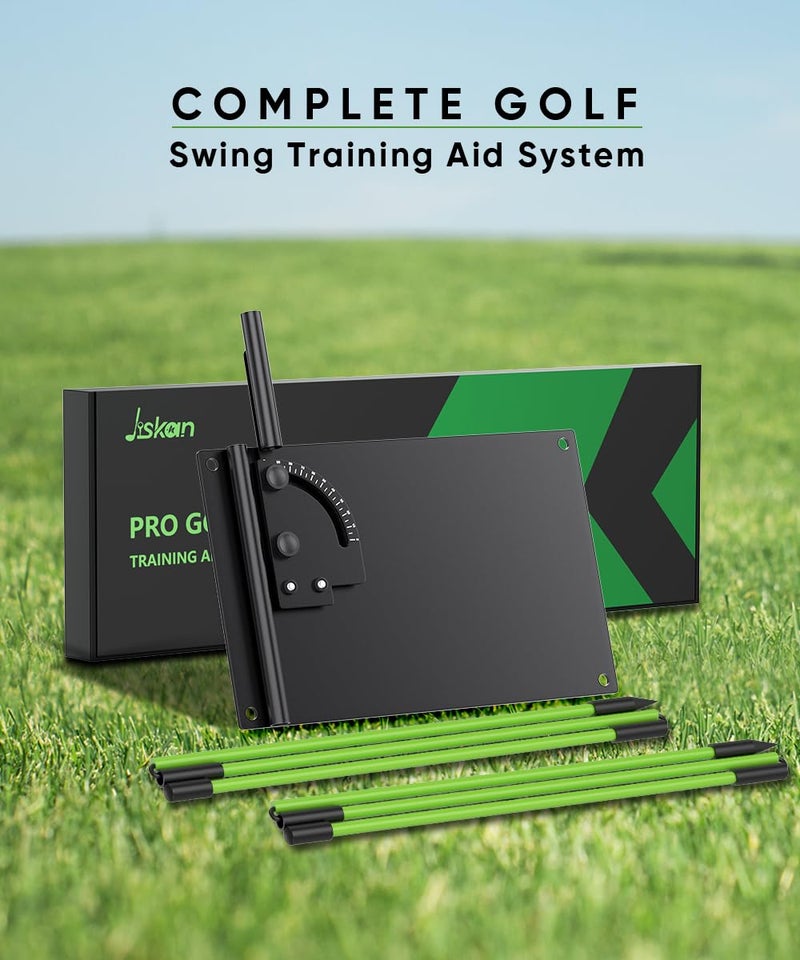 Jiskan Jsikan Pro Golf Alignment Sticks System with Holder Angle Plate, Golf Trainer Aid Teaching Equipment for Aiming, Putting, Swing, Essentials Golf Gifts Accessories for Men and Women - Image 2