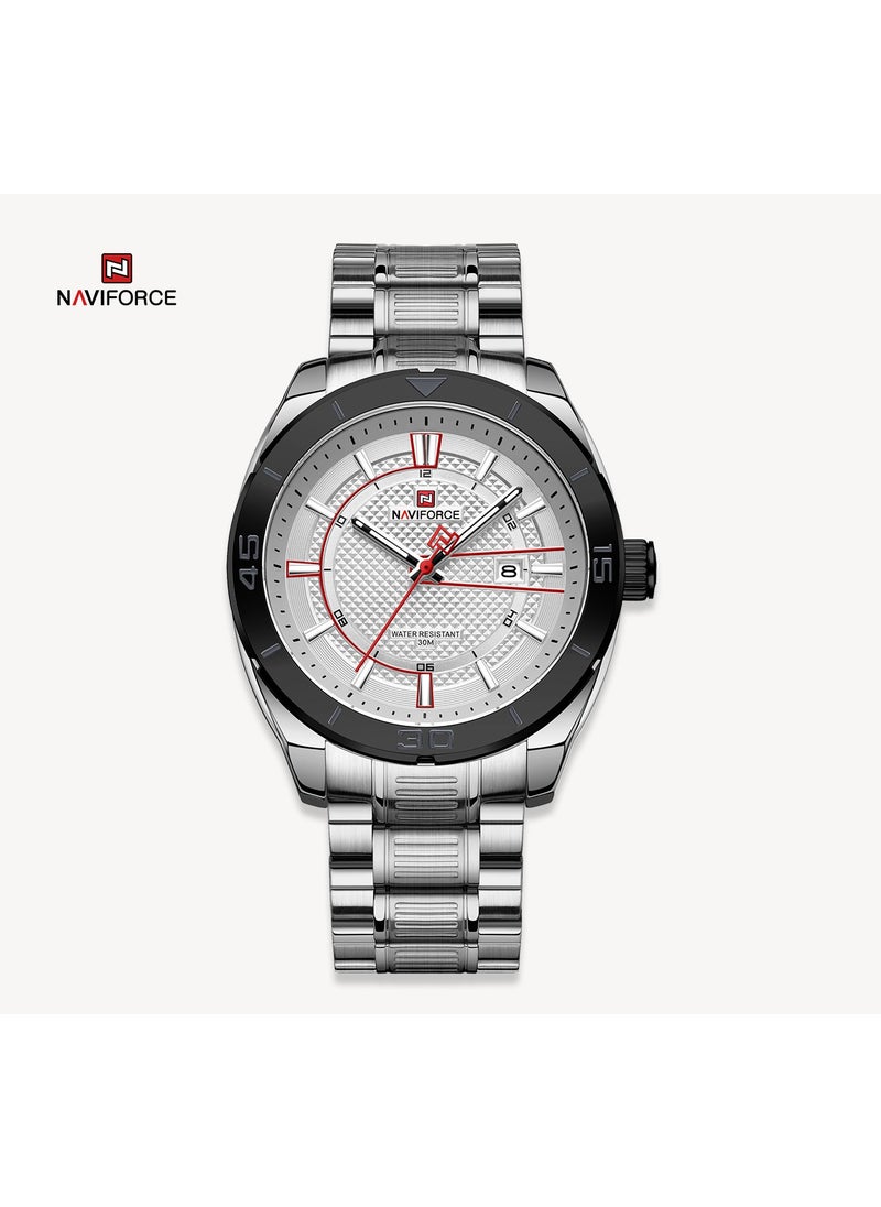 NAVIFORCE Men's Stainless Steel Watch White Dial Silver Bracelet Water Resistant  - Image 1