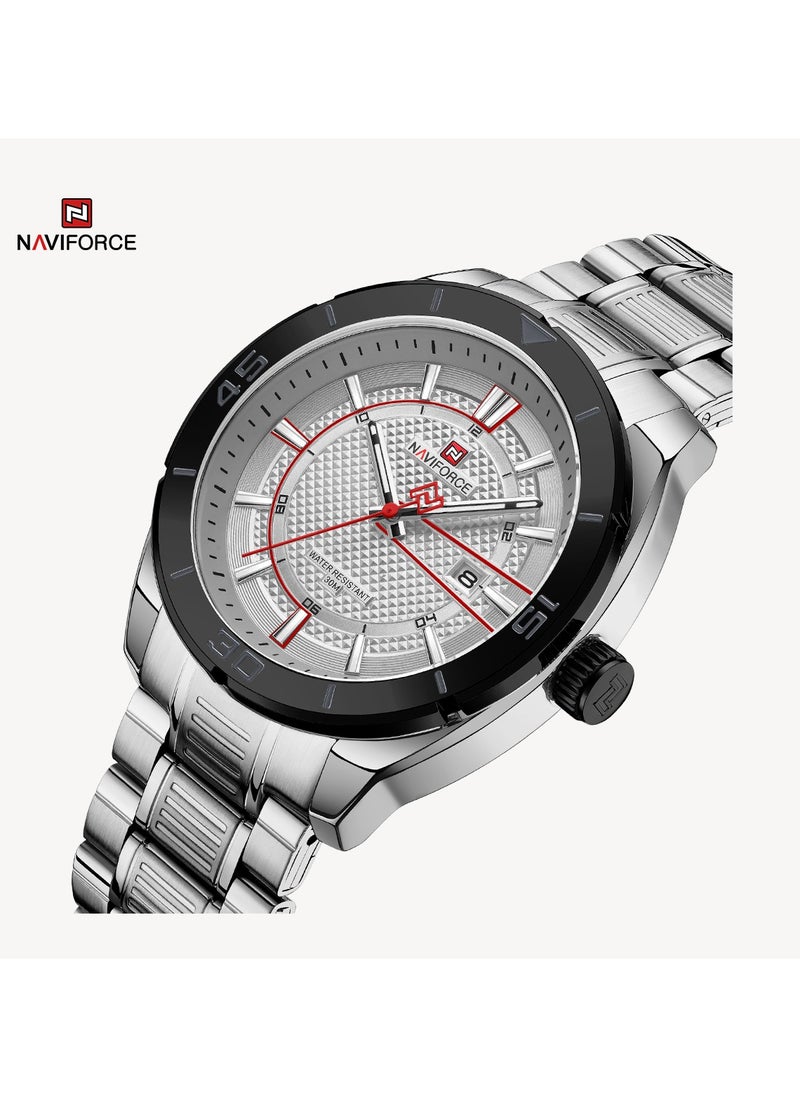 NAVIFORCE Men's Stainless Steel Watch White Dial Silver Bracelet Water Resistant  - Image 2