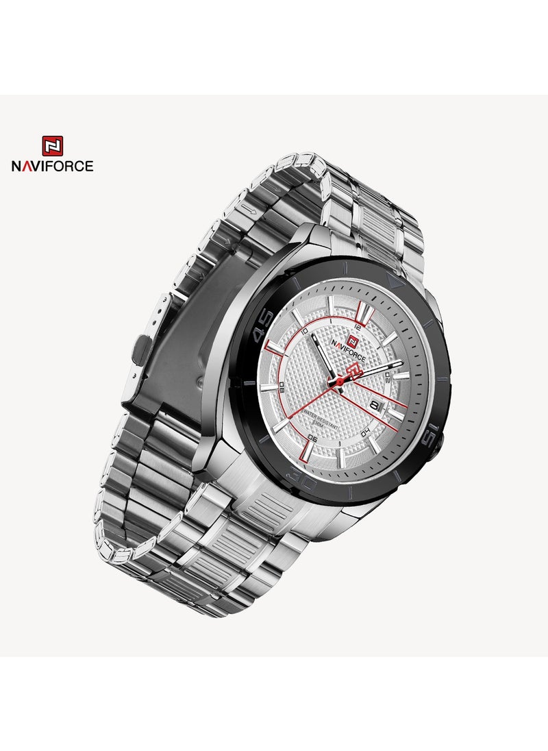 NAVIFORCE Men's Stainless Steel Watch White Dial Silver Bracelet Water Resistant  - Image 3