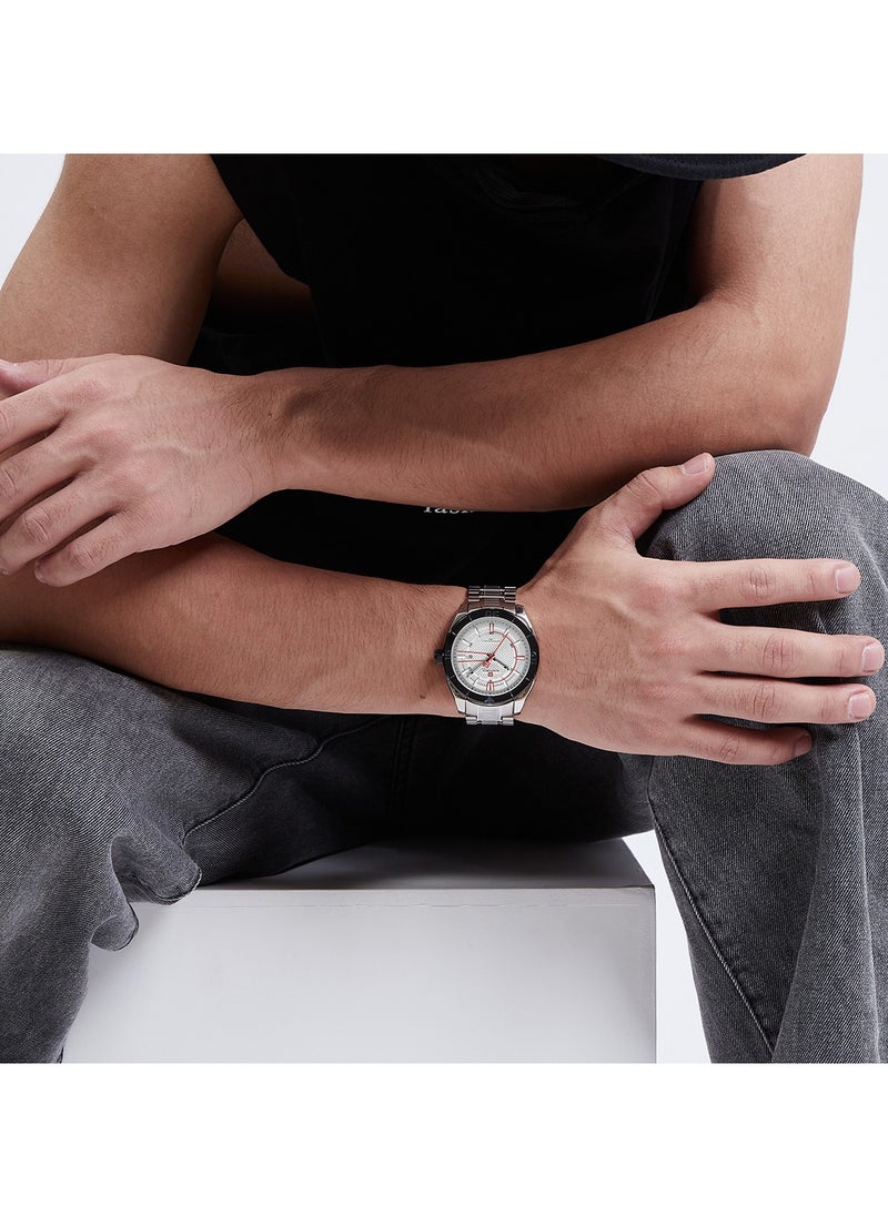 NAVIFORCE Men's Stainless Steel Watch White Dial Silver Bracelet Water Resistant  - Image 4