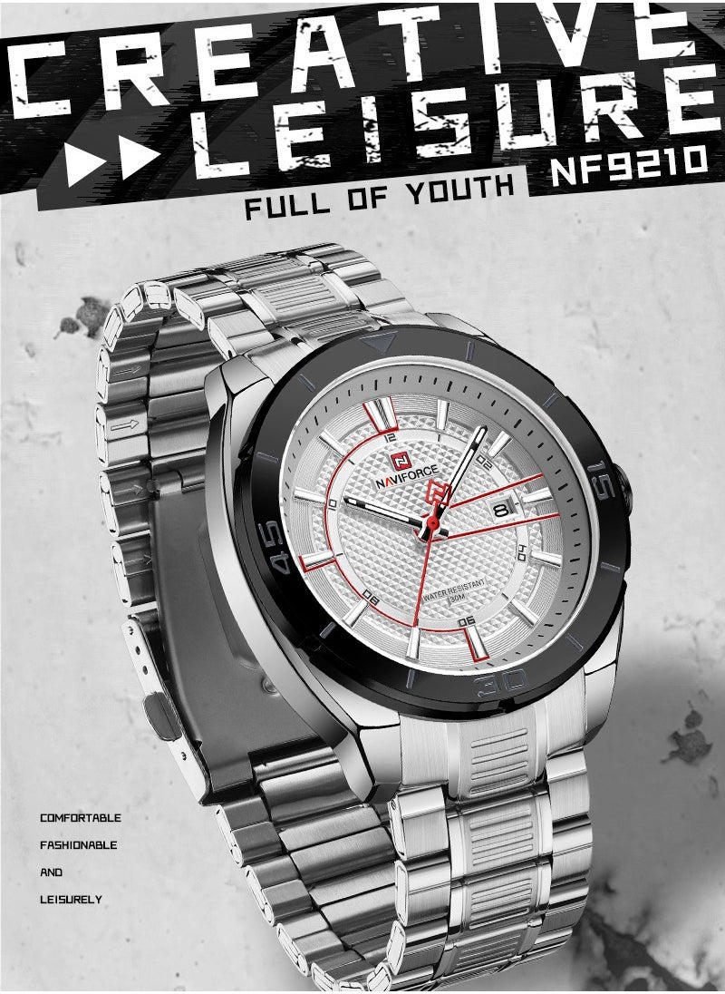 NAVIFORCE Men's Stainless Steel Watch White Dial Silver Bracelet Water Resistant  - Image 5