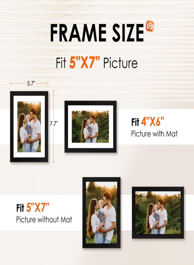 FIXSMITH 5x7 Picture Frame Set of 4, Photo Frame with HD Plexiglass, Display Pictures 4x6 with Mat or 5x7 Without Mat Multi Picture Frames Collage for Wall Decoration, Black - Image 2