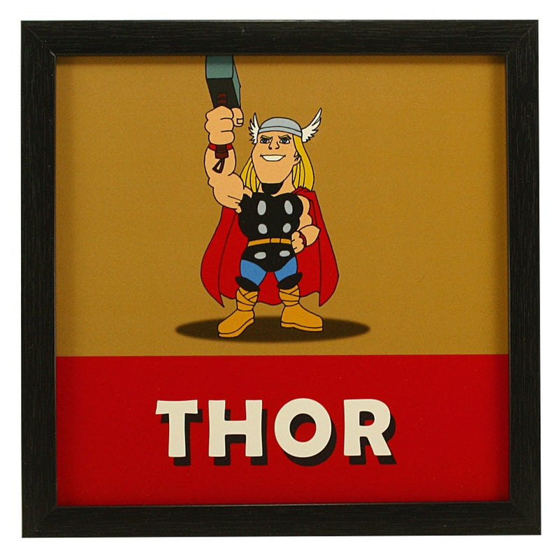 Indianara 4 Piece Set of Framed Wall Hanging Kids Room Decor Iron Man Hulk Thor Captain America Art Prints 8.7 INCH X 8.7 INCH Without Glass(multicolor898) - Image 4