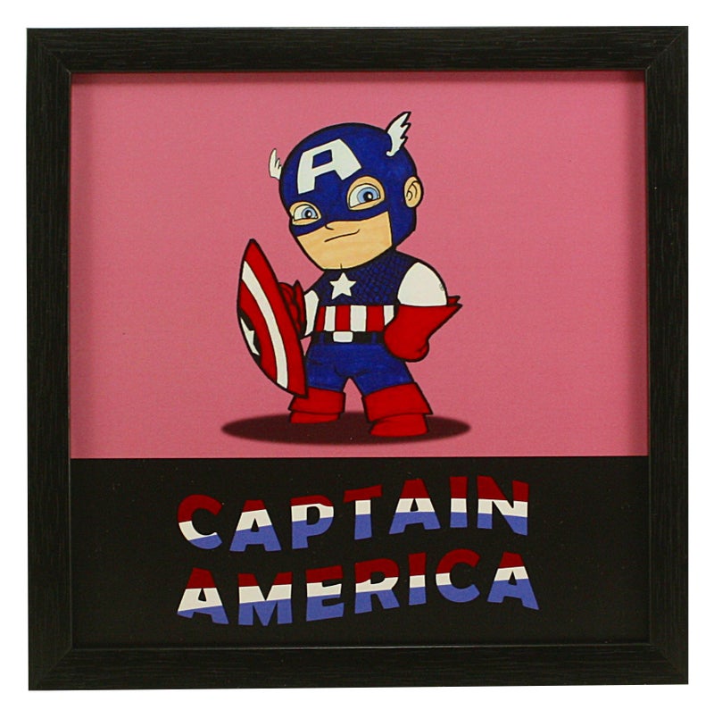Indianara 4 Piece Set of Framed Wall Hanging Kids Room Decor Iron Man Hulk Thor Captain America Art Prints 8.7 INCH X 8.7 INCH Without Glass(multicolor898) - Image 5