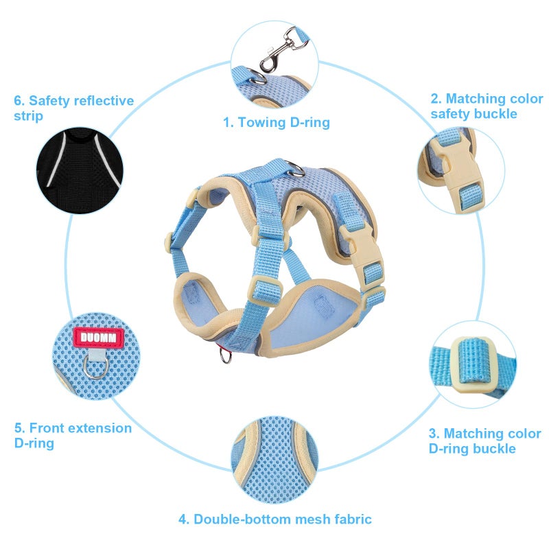 wanheart Cat Harness and Leash Set Escape-Proof Adjustable cat Leash and Harness Combo Suitable for All cat Breeds (Blue, XL) - Image 2