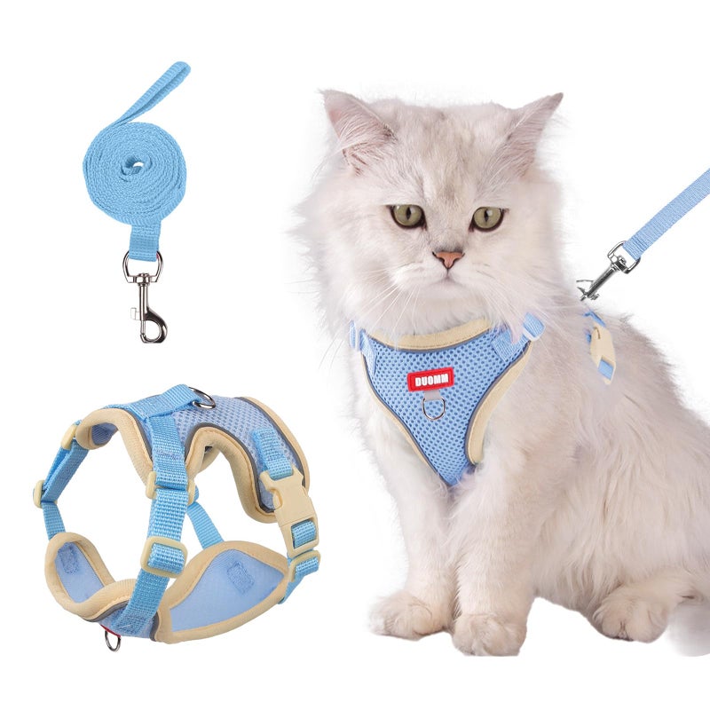 wanheart Cat Harness and Leash Set Escape-Proof Adjustable cat Leash and Harness Combo Suitable for All cat Breeds (Blue, XL) - Image 1