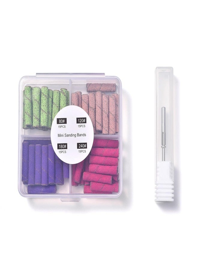 KADS Small Sanding Bands for Nail Drill 60Pcs Nail Sanding Drill Bits Set with 3.1mm Mini Mandrel Nail Bit, 80/150/180/240Grit Nail Sanding File for Acrylic Nail - Image 3