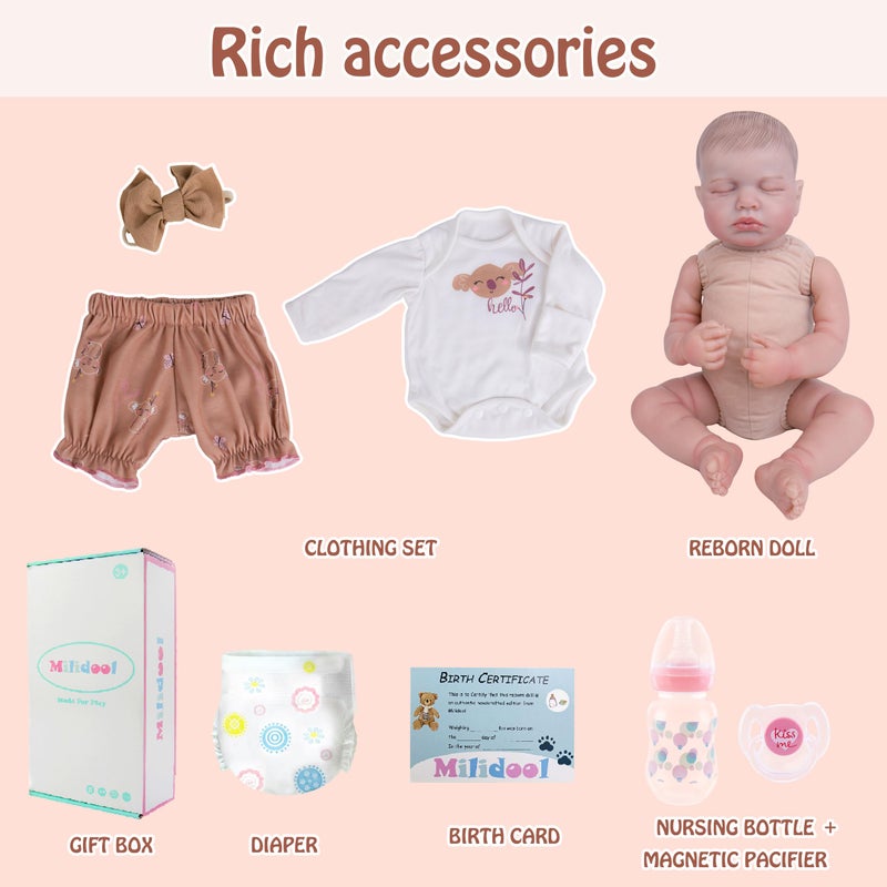 Milidool Lifelike Reborn Baby Dolls-20 Inch Realistic Newborn Baby Dolls, Soft Poseable Cloth Body Real Life Baby Dolls Silicone with Accessories Toy for for 3+ Year Old Girls Gifts, Pretend Play - Image 4