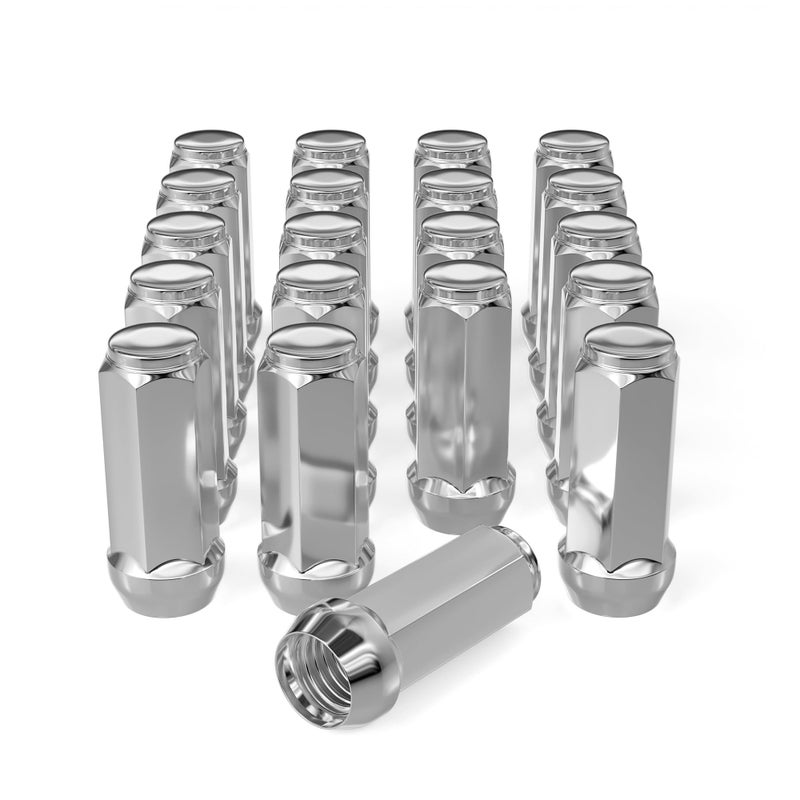 20PCS 1220 Chrome Closed End Bulge Acorn Lug Nuts 189 inch Cone Seat 34 Hex Compatible with Bronco Mustang Ranger Cherokee Liberty YJ TJ KJ KK ZJ WJ WK XK MJ XJ Aftermarket Wheels