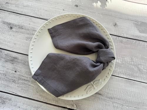 Eight Owls Linen Napkins –100% French Flax – Stonewashed Pure Linen Cloth Napkins - Size 18 Inch x 18 Inch – Set of 4 (Mid Gray) - Image 2
