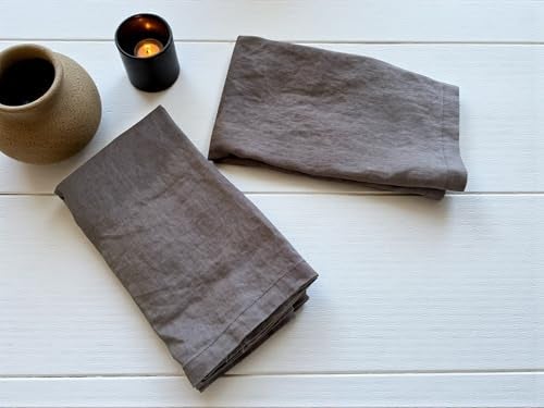 Eight Owls Linen Napkins –100% French Flax – Stonewashed Pure Linen Cloth Napkins - Size 18 Inch x 18 Inch – Set of 4 (Mid Gray) - Image 3