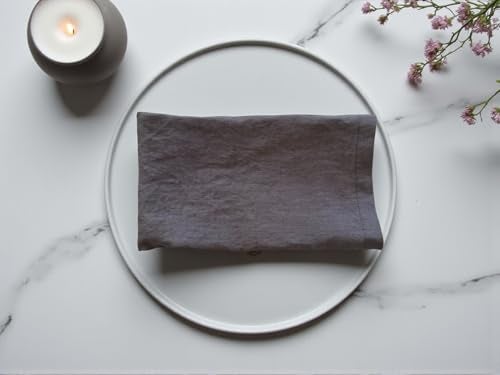 Eight Owls Linen Napkins –100% French Flax – Stonewashed Pure Linen Cloth Napkins - Size 18 Inch x 18 Inch – Set of 4 (Mid Gray) - Image 5