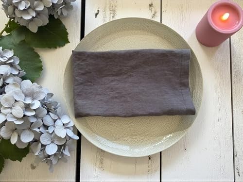 Eight Owls Linen Napkins –100% French Flax – Stonewashed Pure Linen Cloth Napkins - Size 18 Inch x 18 Inch – Set of 4 (Mid Gray) - Image 4